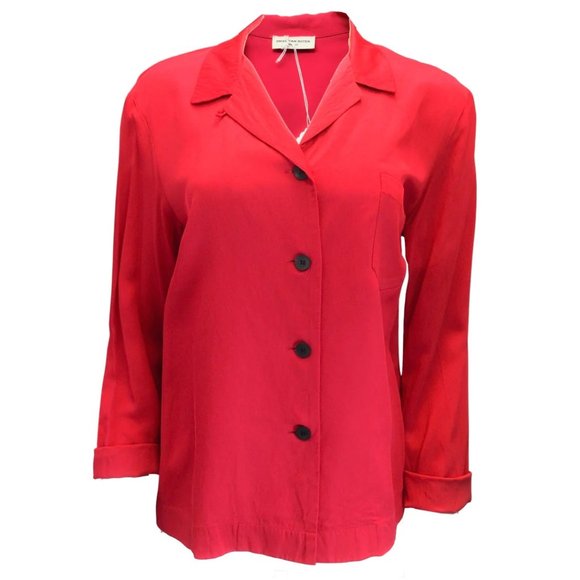 DRIES VAN NOTEN RASPBERRY PINK LONG SLEEVED BUTTON-DOWN TOP - Picture 1 of 5